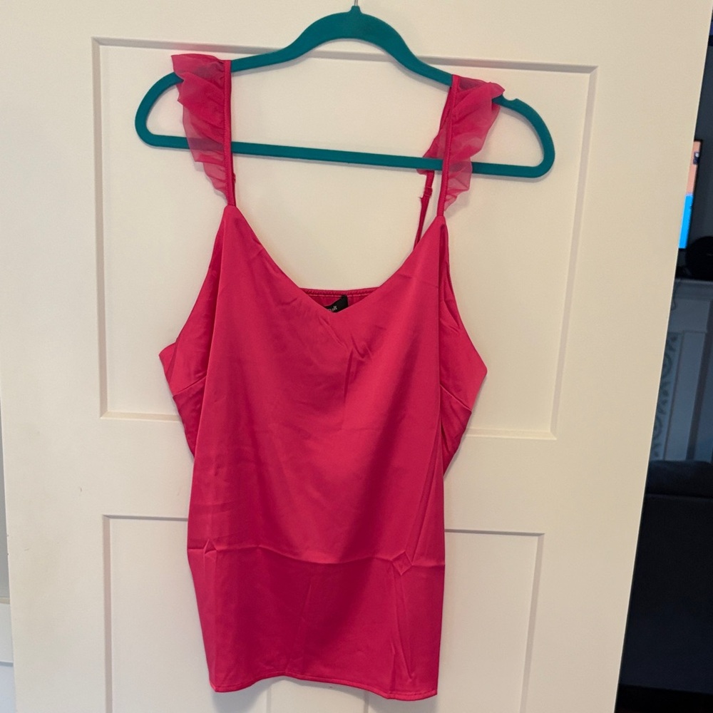 Strut & Bolt ruffle strap satin tank top from Vici